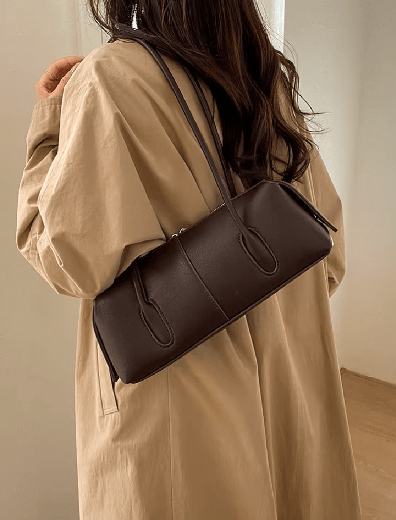 SOKYND Jessica Cylindrical Leather Shoulder Bag BagSOKYND-703639-WHI-OS-80087White