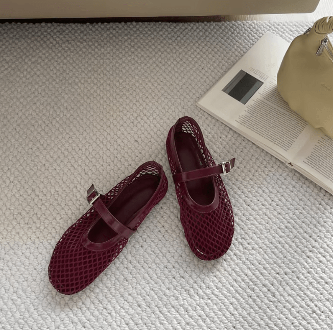 SOKYND Jessica Mesh Ballet Flats ShoesSOKYND-874007-BUR-OS-37271Burgundy36