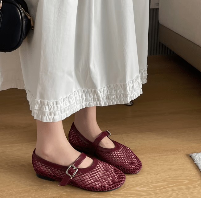 SOKYND Jessica Mesh Ballet Flats ShoesSOKYND-874007-BUR-OS-37271Burgundy36