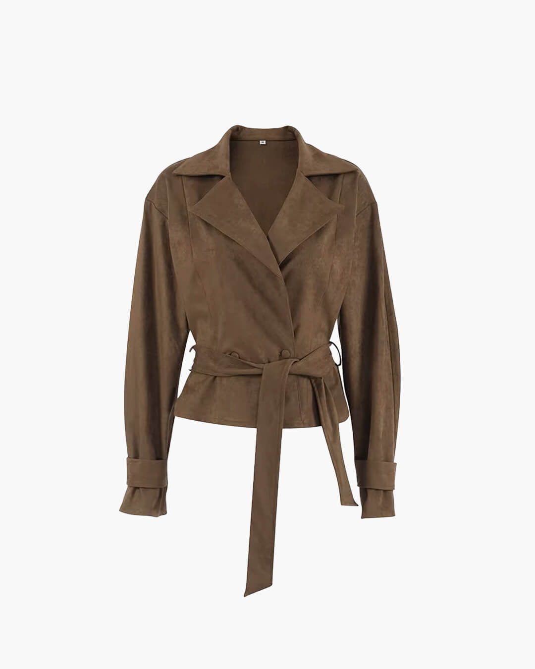 SOKYND Joanna Faux Suede Belted Wrap Jacket JacketSOKYND-270231-BRO-M-90455BrownM