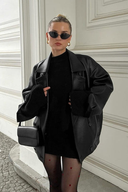 SOKYND Joanna Vintage Faux Leather Coat CoatSOKYND-866775-BLA-S-58967BlackS