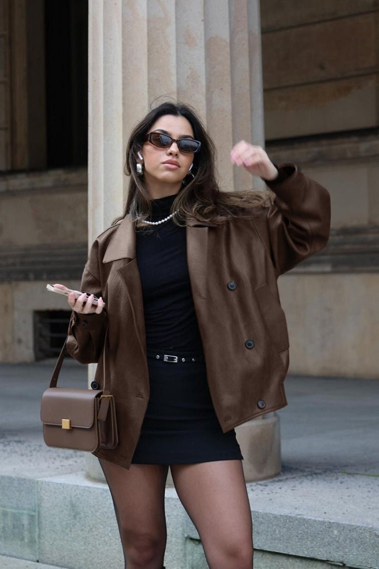 SOKYND Joanna Vintage Faux Leather Coat CoatSOKYND-866775-BRO-S-60663BrownS