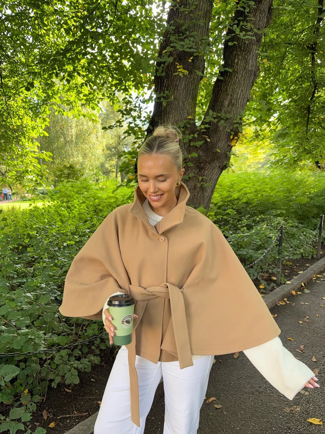 SOKYND Jocelyn Elegant High - Neck Belted Cape Jacket Coats & JacketsFn1767625273840620486BeigeS