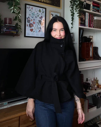 SOKYND Jocelyn Elegant High - Neck Belted Cape Jacket Coats & JacketsgP1767625273839541278BlackL