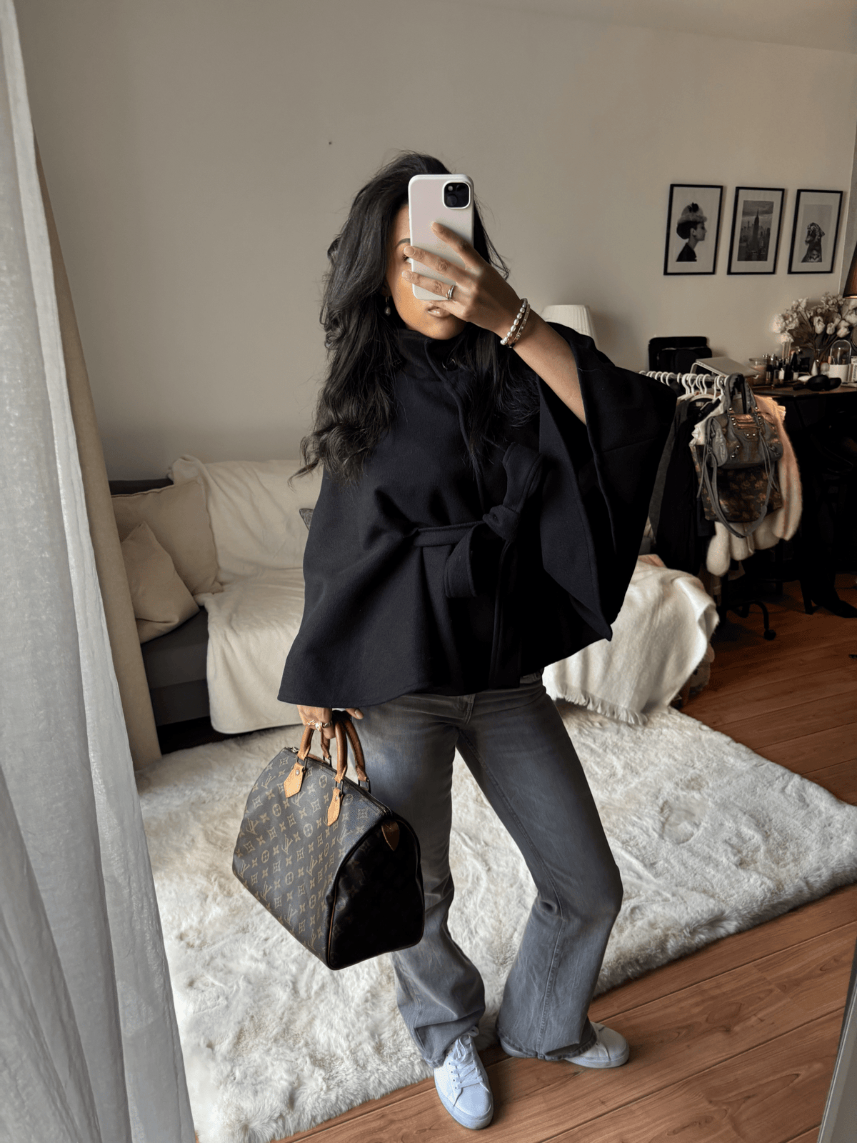 SOKYND Jocelyn Elegant High - Neck Belted Cape Jacket Coats & JacketsFn1767625273839643506BlackXL