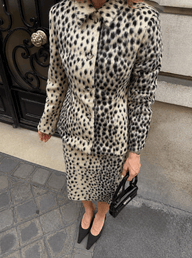 Conjunto Julia Leopardo Pelo Sintético Dois Peças
