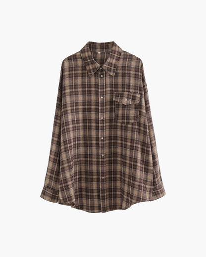 SOKYND Karen Oversized Plaid Shirt BlouseSOKYND-709143-BRO-O-95383BrownOne Size