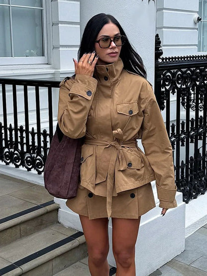 SOKYND Kate High Collar Belted Jacket Skort Set Matching SetsSOKYND-495831-JAC-S-74039JacketS
