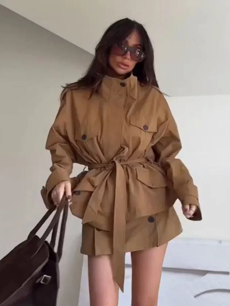SOKYND Kate High Collar Belted Jacket Skort Set Matching SetsSOKYND-495831-JAC-S-74039JacketS