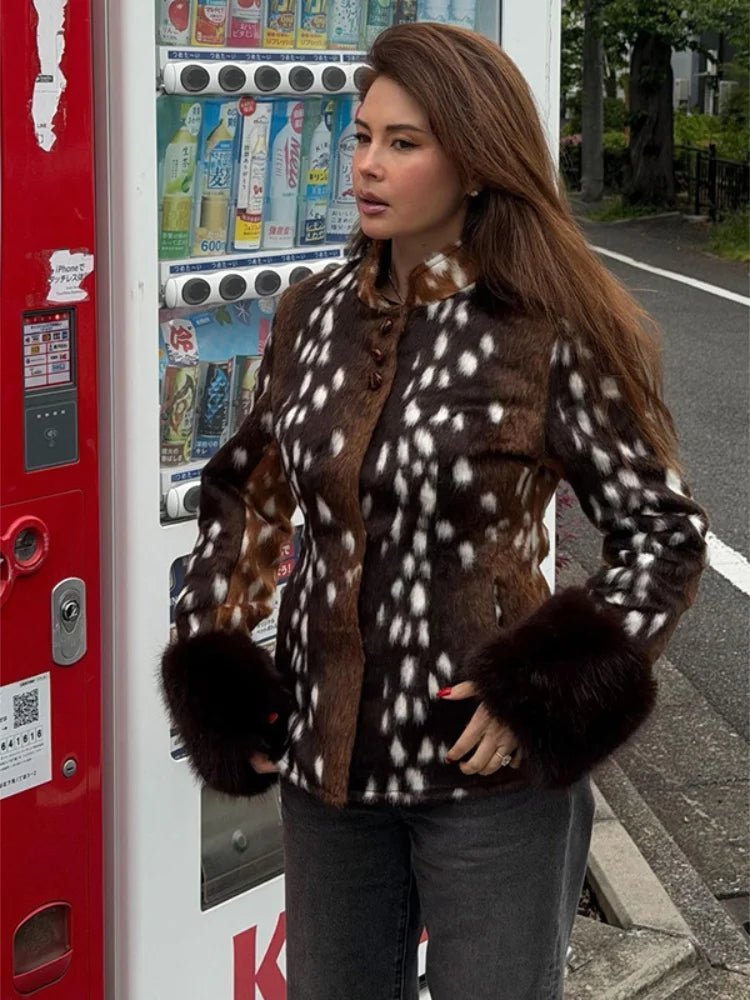 SOKYND Kate Stand Collar Faux Fur Bambi Jacket JacketSOKYND-915671-M-OS-02071M