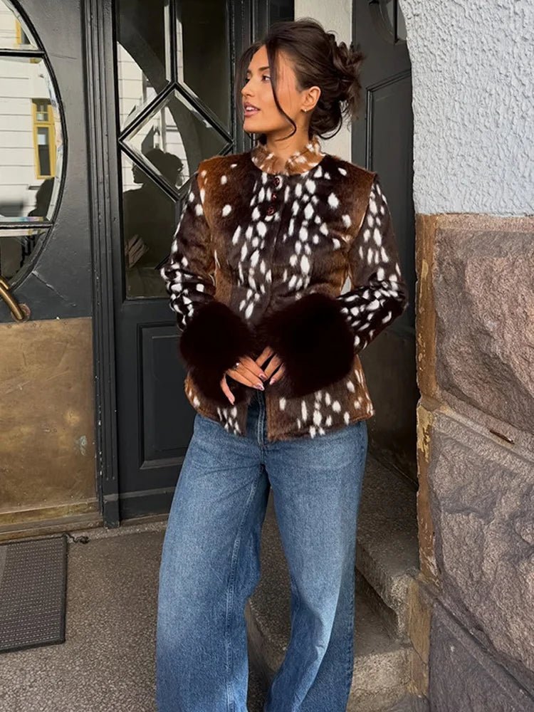 SOKYND Kate Stand Collar Faux Fur Bambi Jacket JacketSOKYND-915671-M-OS-02071M