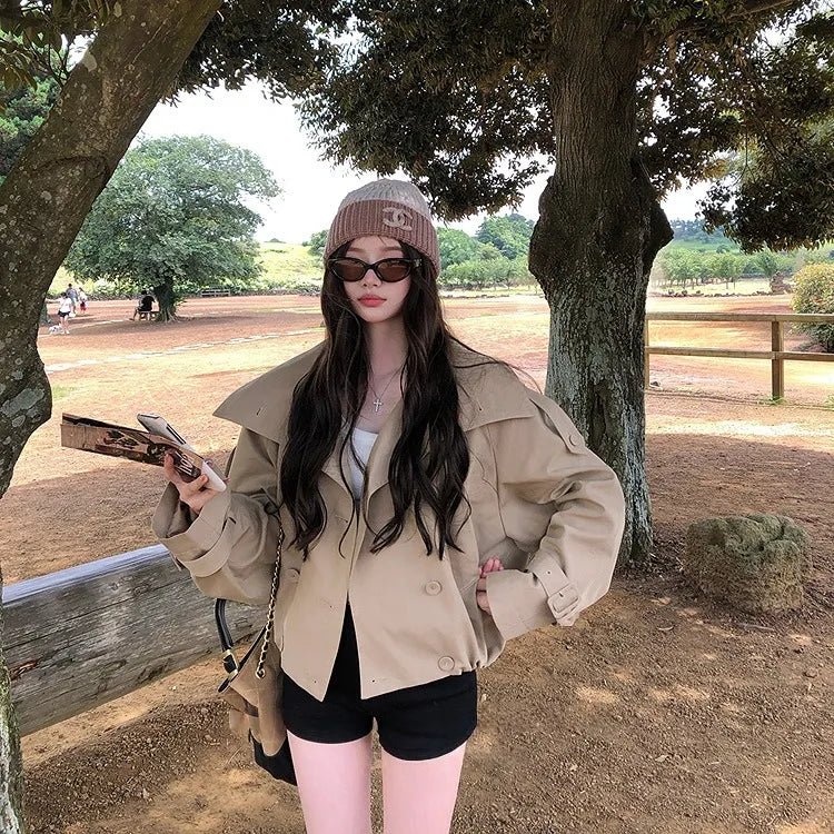 SOKYND Kelly Utility Cropped Trench Coat CoatSOKYND-295959-BRO-S-23383BeigeS