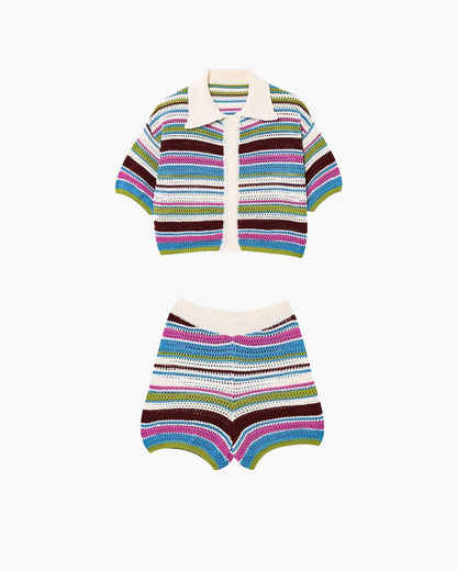 SOKYND Kerensa Striped Crochet Co-ord Set Matching SetsSOKYND-957655-DAW-S-40791DawnS