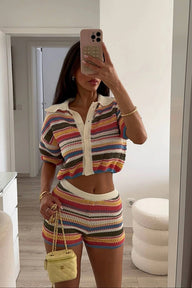 Kerensa Striped Crochet Co-ord Set