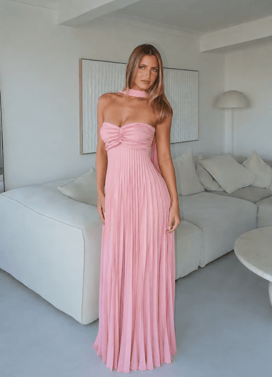 SOKYND Kimberly Mesh Maxi Dress with Scarf DressSOKYND-841111-PIN-XS-86871PinkXS