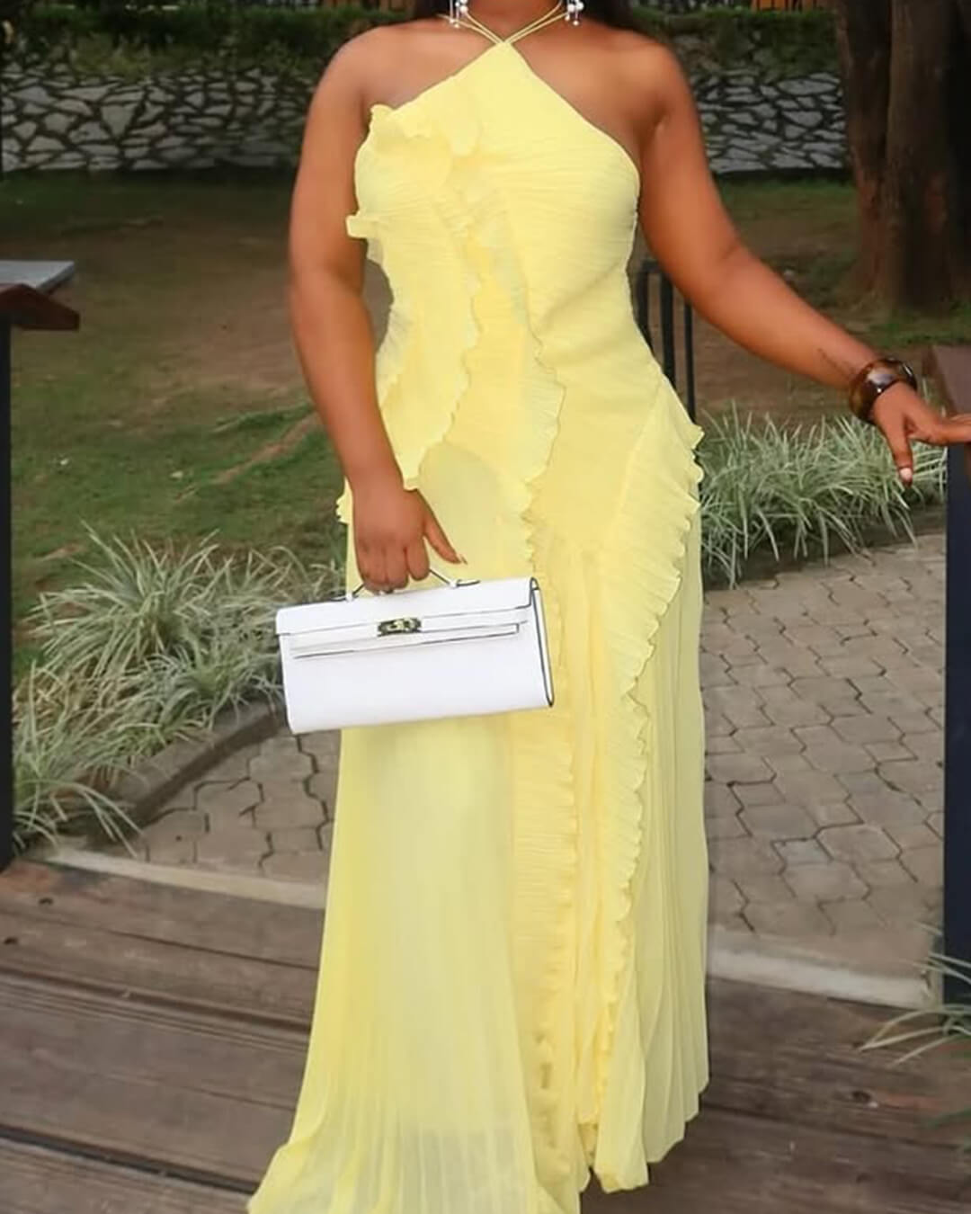 SOKYND Kris Halter Strap Ruffled Tule Dress Dressessx1772777205897800968YellowM