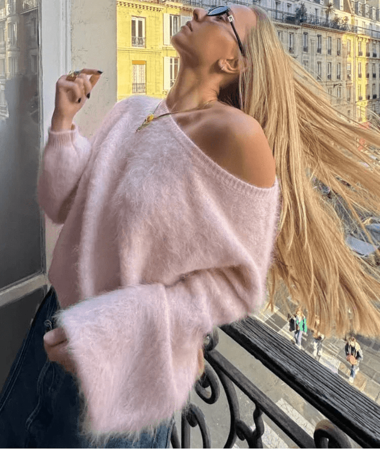 SOKYND Lara Off-Shoulder Mohair Sweater SweaterWhiteS