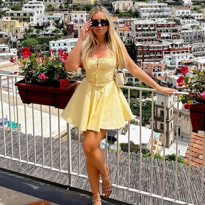 SOKYND Lara Retro Plunge Mini Dress DressSOKYND-497495-YEL-XS-24823YellowXS