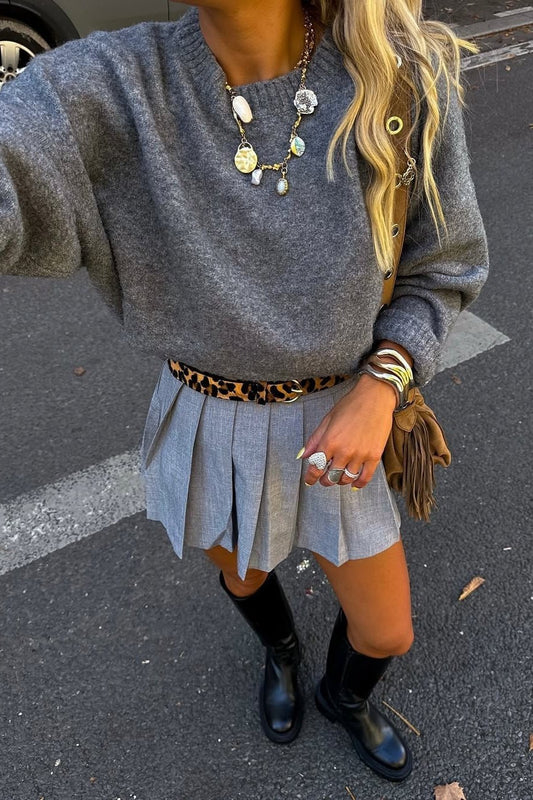 SOKYND Lara Ribbed Knit Sweater SweaterSOKYND-480535-S-GREY-96663GreyOne Size
