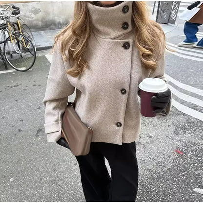 SOKYND Lara Stand Collar Jacket with Pockets JacketSOKYND-417111-BEI-M-74359BeigeM