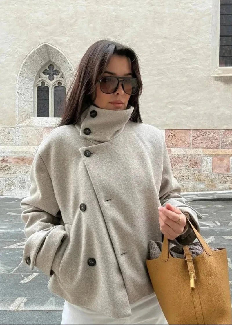 SOKYND Lara Stand Collar Jacket with Pockets JacketSOKYND-417111-BEI-XL-39895BeigeXL
