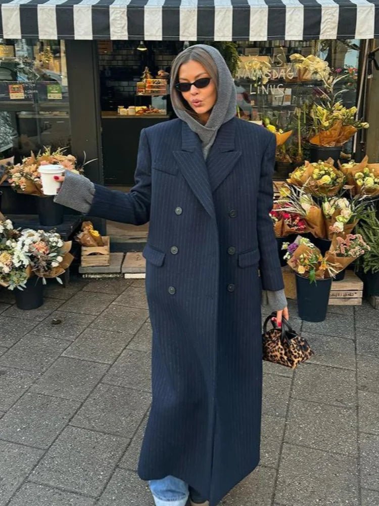 SOKYND Laura Double Breasted Long Coat CoatSOKYND-382231-NAV-S-36215Navy BlueS