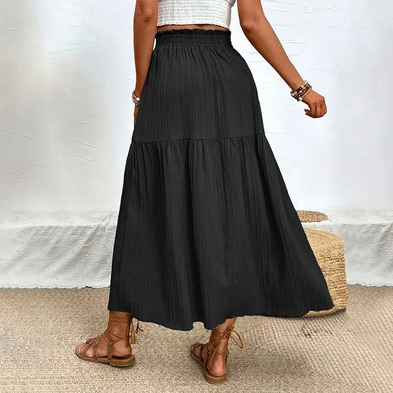 SOKYND Lavinia Bohemian Midi Ruffle Skirt SkirtsSOKYND-276567-BLA-S-41239BlackS