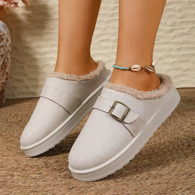 SOKYND Layla Faux Fur Lined Suede Clogs ShoesSOKYND-979991-BEI-37-68695White37