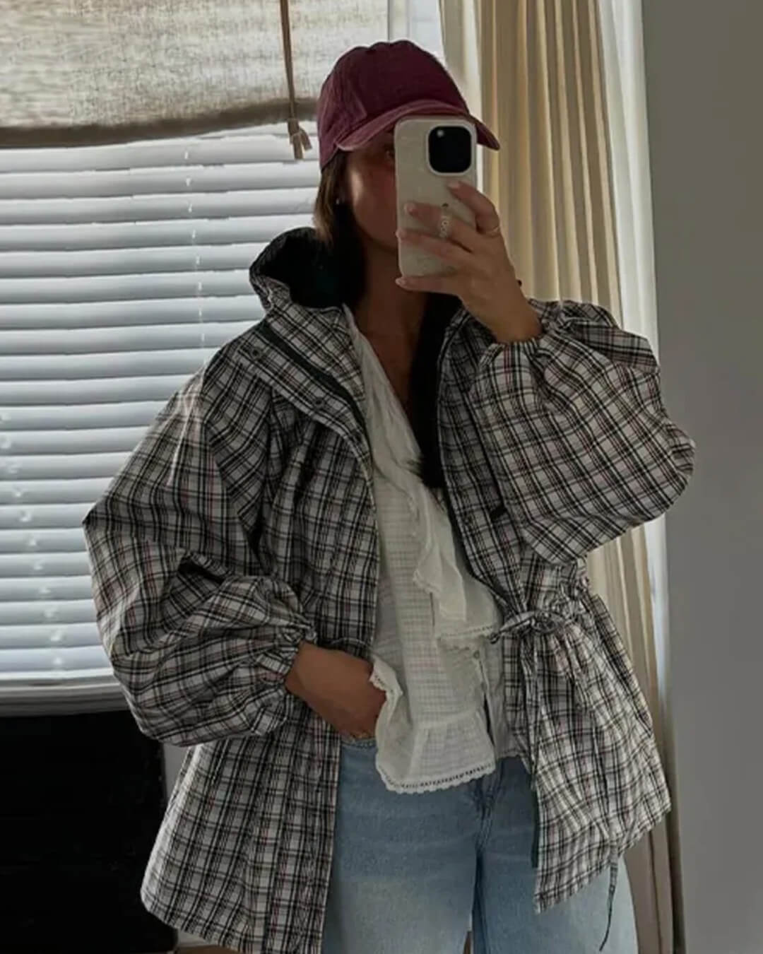SOKYND Leah Retro Plaid Hooded Jacket JacketSOKYND-410199-S-OS-96695S