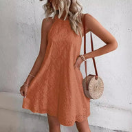 Mini vestido Lena bordado com ilhós
