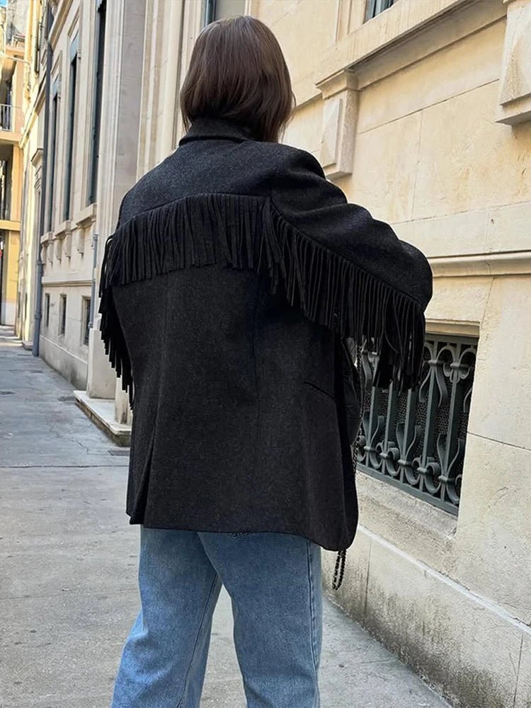 SOKYND Lena Tassel Trim Bomber Blazer JacketSOKYND-605015-BLA-M-01847BlackM