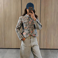 Casaco Curto Lily em Jacquard Vintage