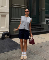 Linda Colete Cardigan com Botões