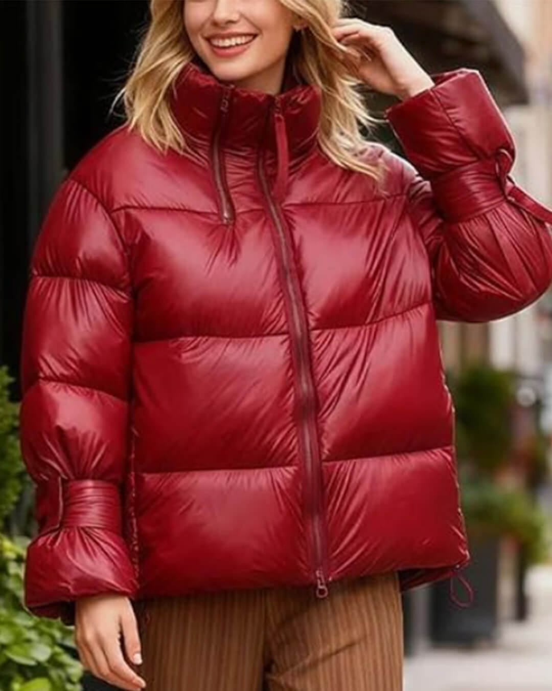 SOKYND Linda Shiny Puffer Jacket JacketRedS