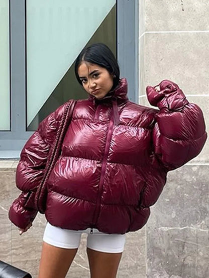 SOKYND Linda Shiny Puffer Jacket JacketSOKYND-789975-RED-S-83159RedS