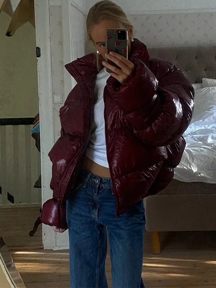 SOKYND Linda Shiny Puffer Jacket JacketSOKYND-789975-RED-S-83159RedS