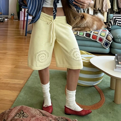 SOKYND Lisa Knit Wide-Leg Culottes ShortsSOKYND-218391-YEL-L-85943YellowL