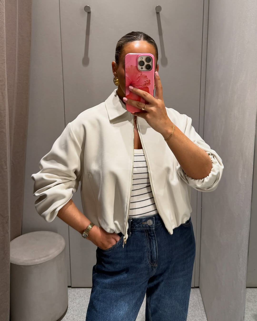 SOKYND Luana Puffed Bomber Jacket Coats & JacketsCreamXS