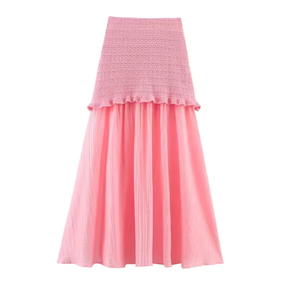 SOKYND Luella Knitted Tank Pleated Skirt Set Matching SetsPink SkirtS