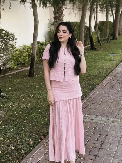 SOKYND Luella Knitted Tank Pleated Skirt Set Matching SetsSOKYND-910231-PIN-S-40951Pink SkirtS