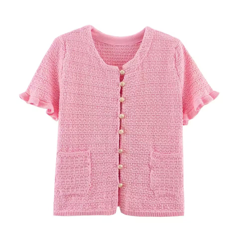 SOKYND Luella Knitted Tank Pleated Skirt Set Matching SetsPink TopS