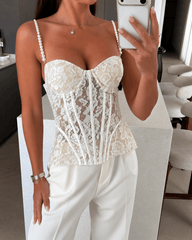 Top bustiê transparente em renda Malina