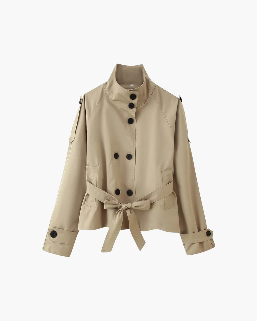 Mara cropped trench coat in khaki | SOKYND