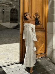 Maren Vestido comprido de renda com ombros descobertos