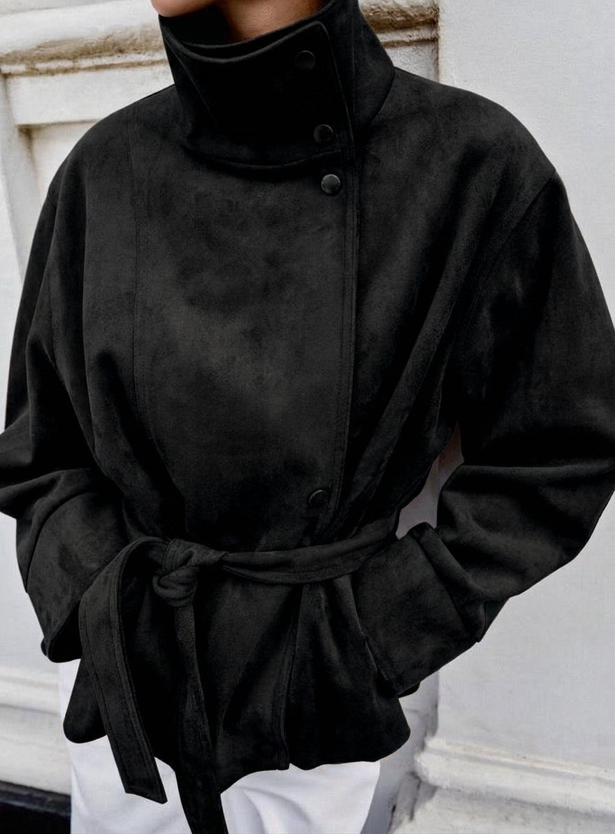 SOKYND Maria Lace-Up Suede Jacket JacketBlackS