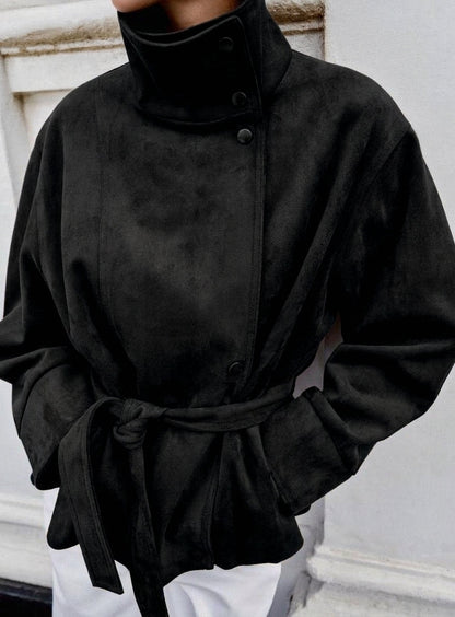 SOKYND Maria Lace-Up Suede Jacket JacketBlackS