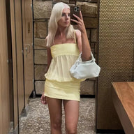 Marnie Vestido Mini Bodycon Ombros de Fora em Rede