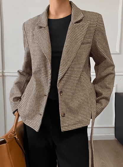 SOKYND Mary Houndstooth Plaid Blazer JacketSOKYND-638167-BRO-L-16535BrownL