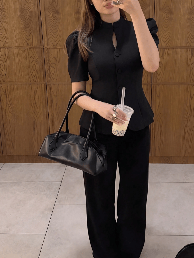 SOKYND Mary Stand Collar Top TopsSOKYND-801943-BLA-M-09367BlackM