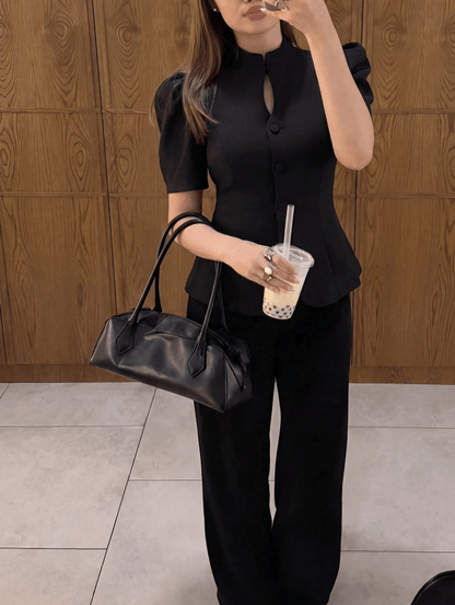 SOKYND Mary Stand Collar Top TopsSOKYND-801943-BLA-M-09367BlackM